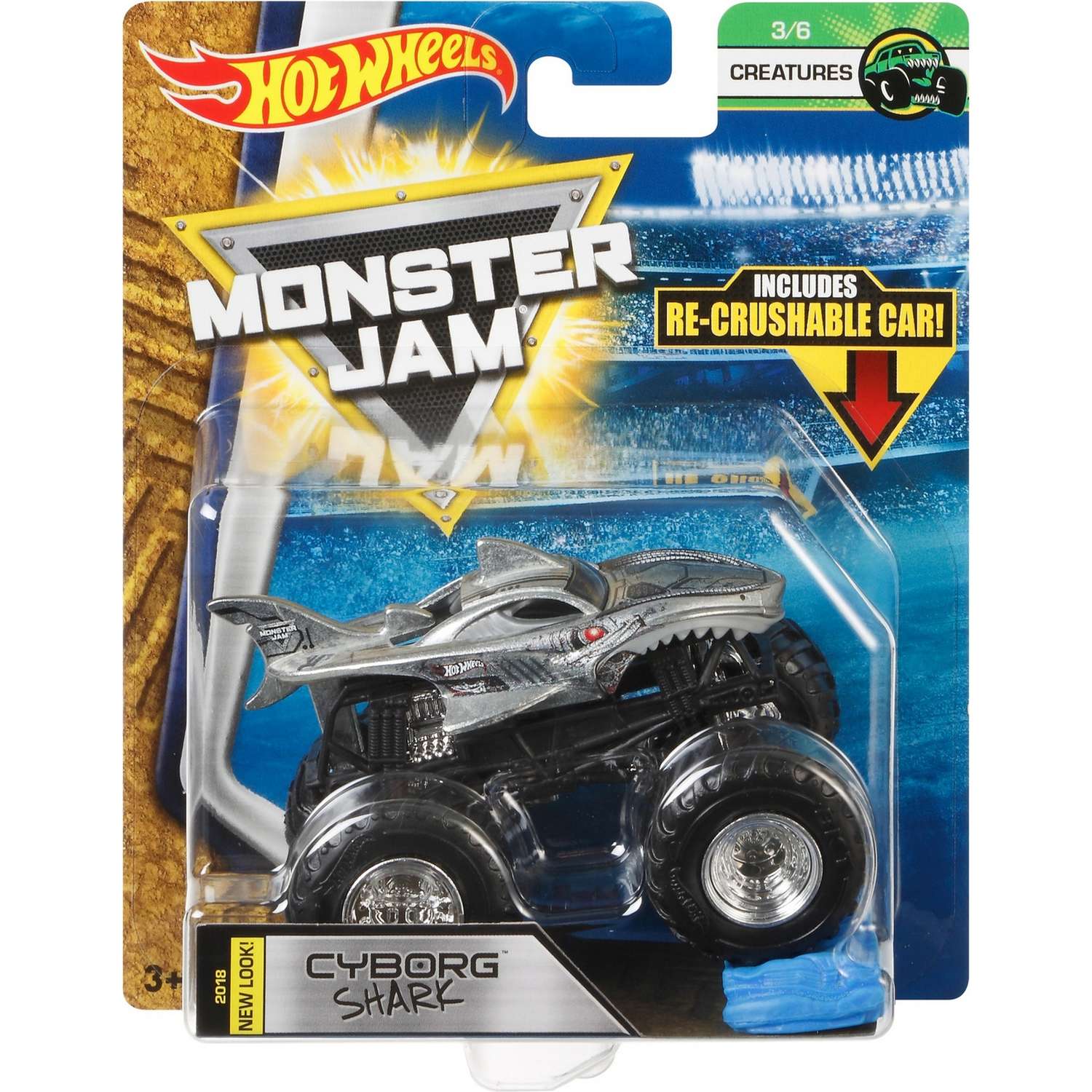 Машина Hot Wheels Monster Jam 1:64 Creatures Акула-киборг FLX11 21572 - фото 2