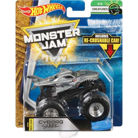 Машина Hot Wheels Monster Jam 1:64 Creatures Акула-киборг FLX11