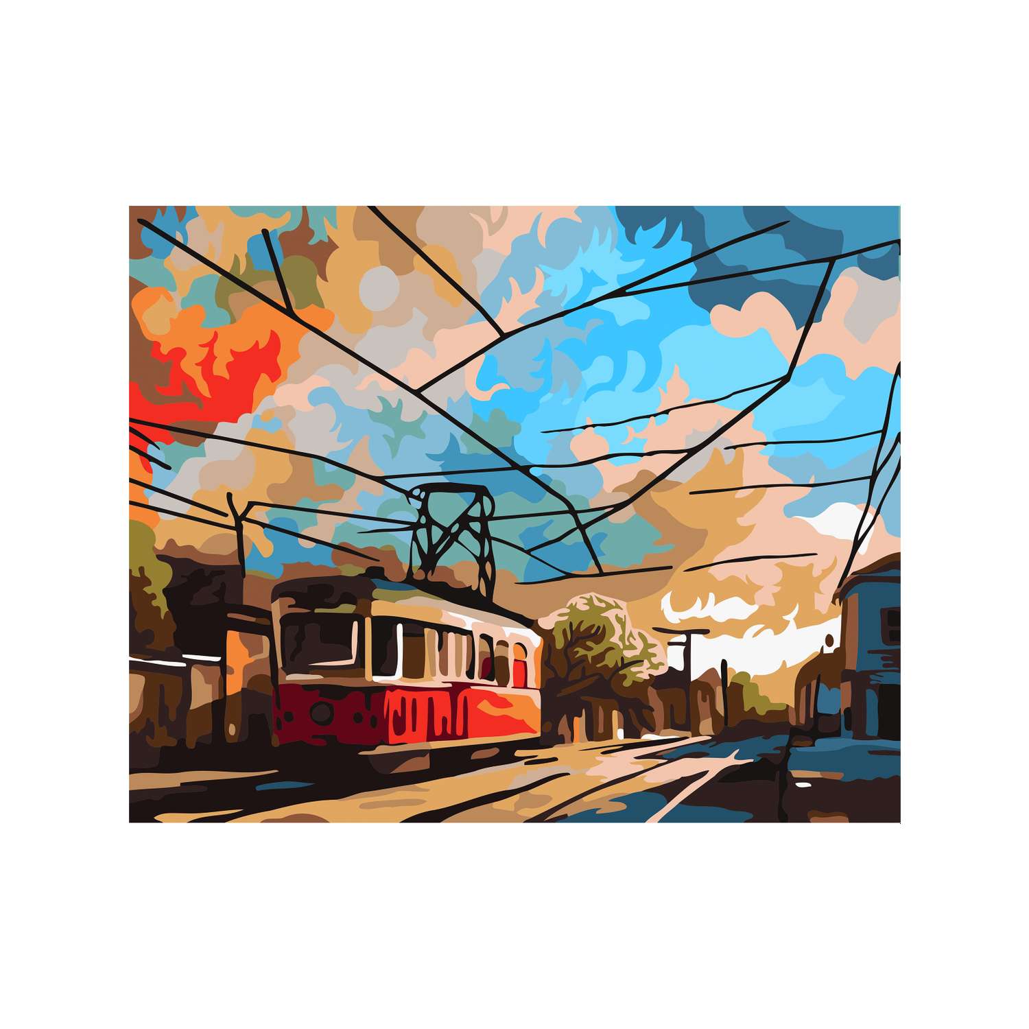 Картина по номерам Hobby Paint холст на деревянном подрамнике 40х50 см Вечерний трамвай - фото 2