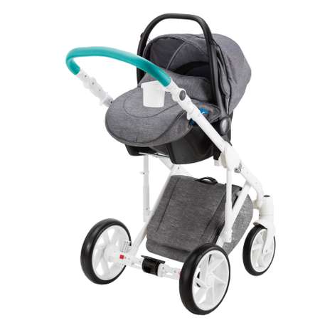 Коляска 3в1 BeBe-mobile Marconi Standart BE31-B Светло-серый+Темно-серый+Mint кожаная отделка