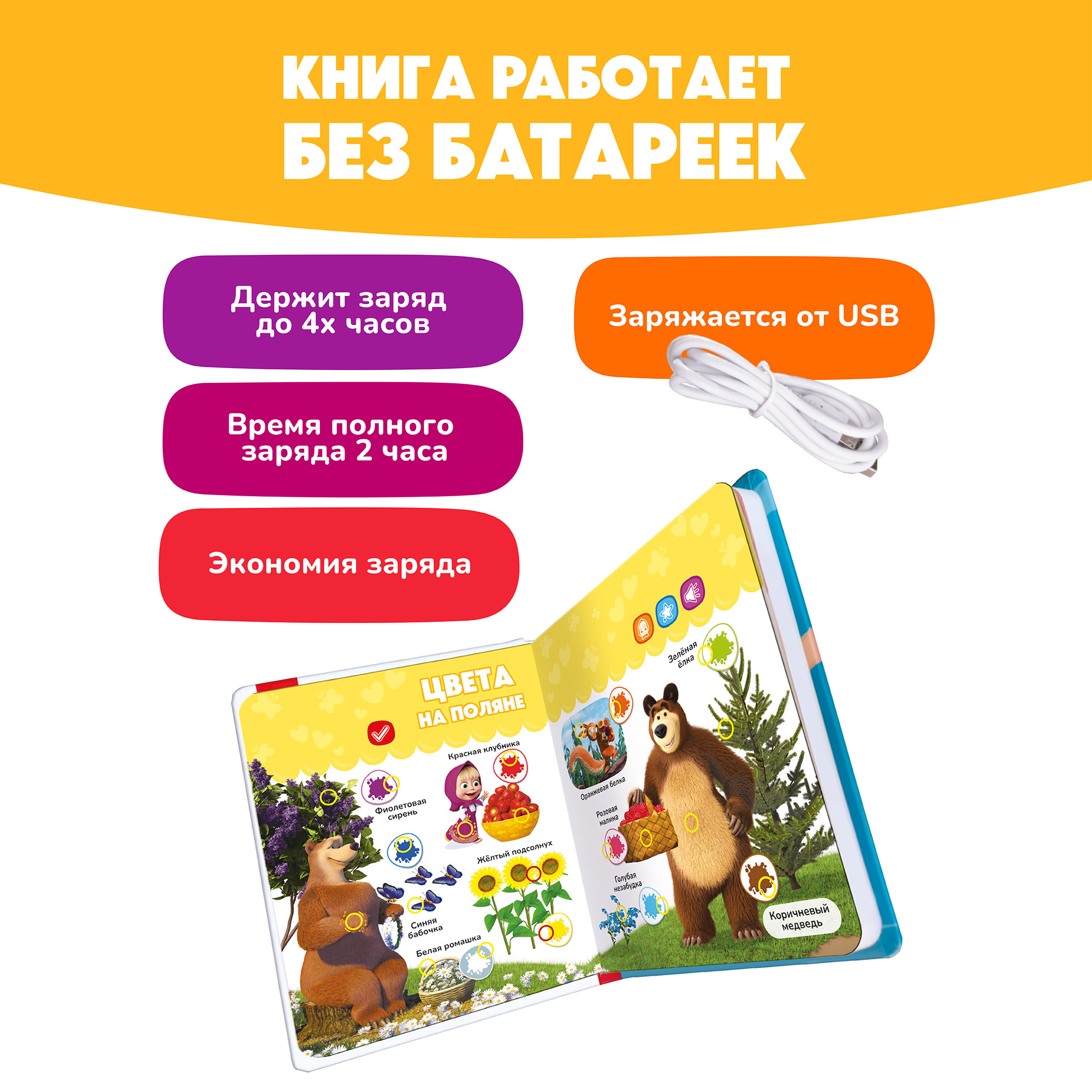 Нажималка BertToys Маша и медведь Давай учиться - фото 10