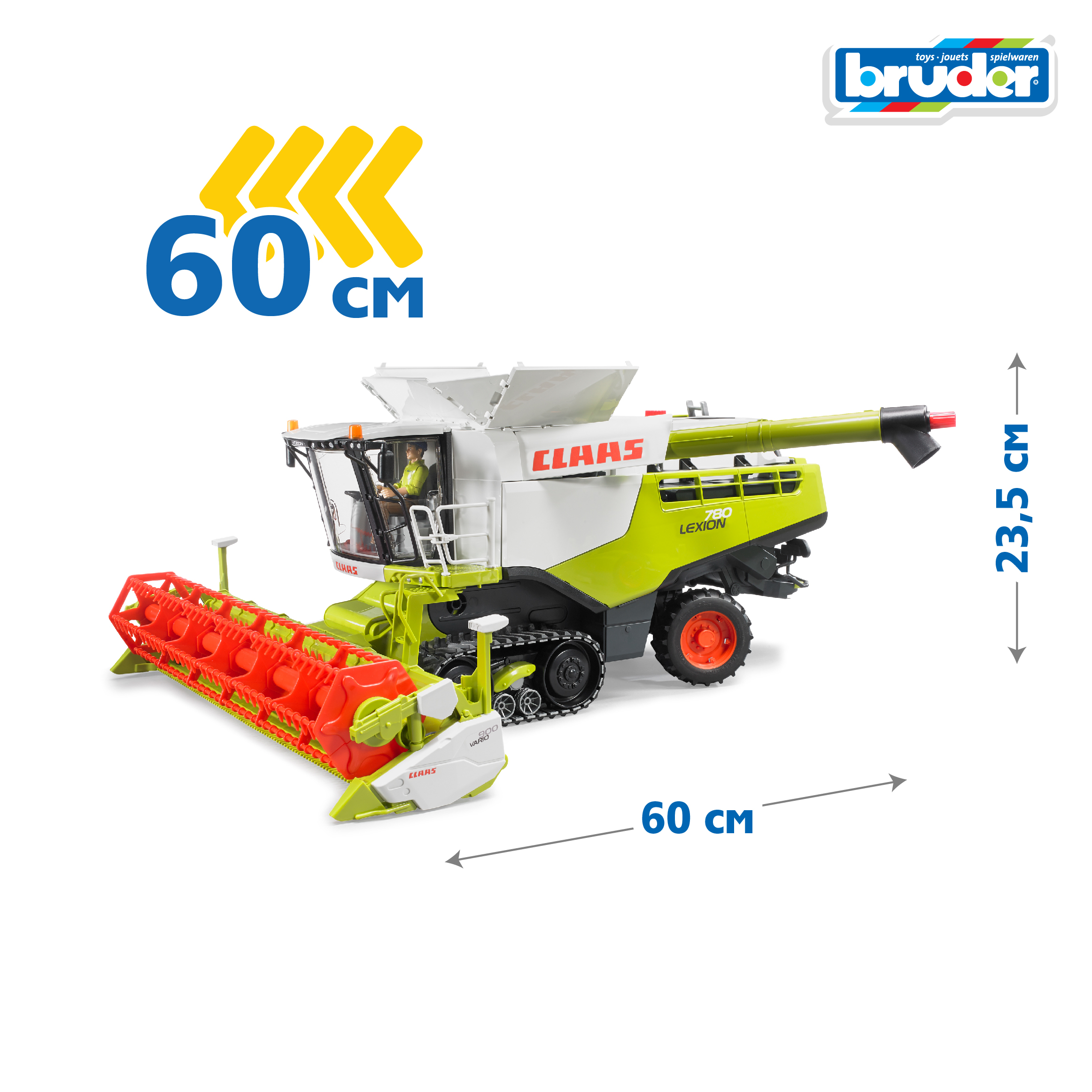 Комбайн Bruder Claas 1:16 фрикционный зеленый 02-119 - фото 2