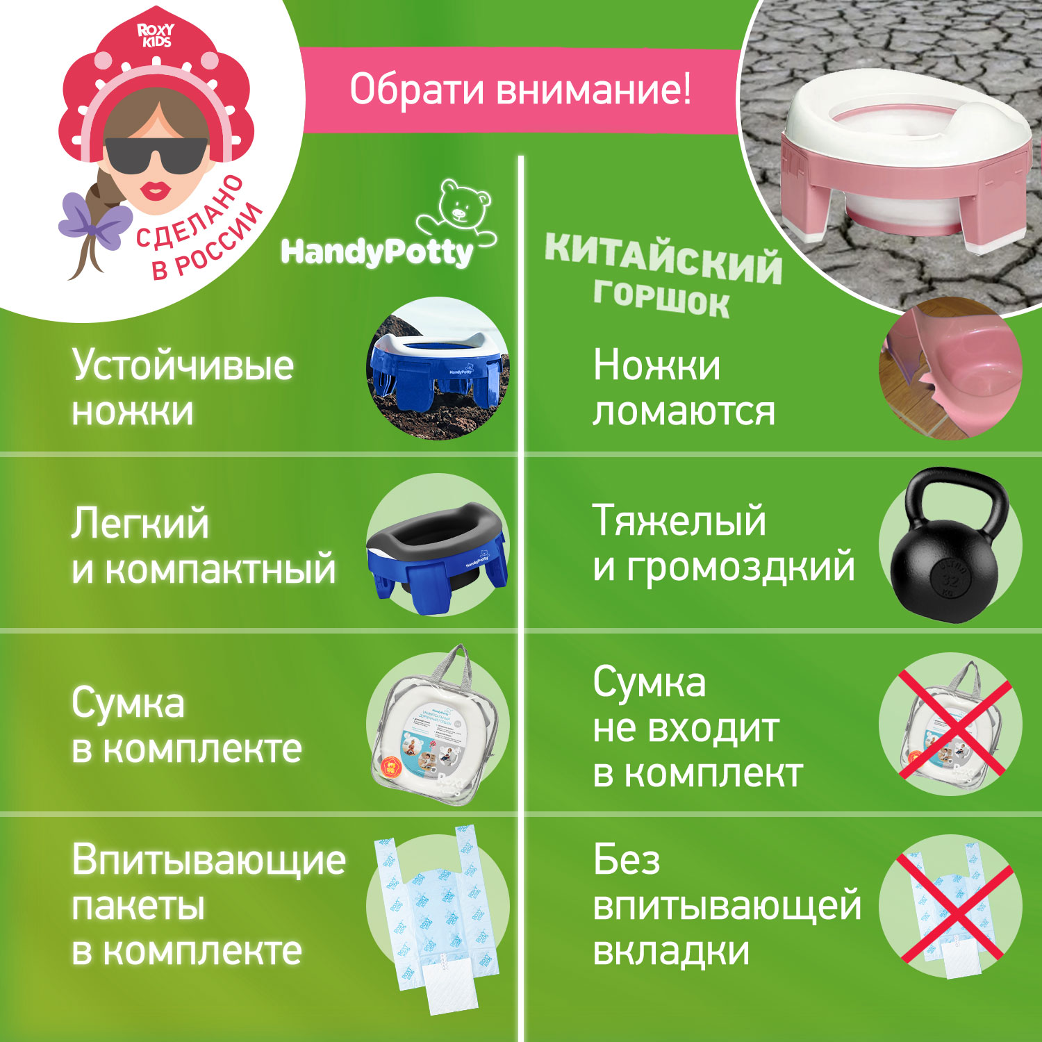 Горшок дорожный ROXY-KIDS складной с многоразовой вкладкой Handy Potty 3 в 1 цвет синий/графит - фото 14