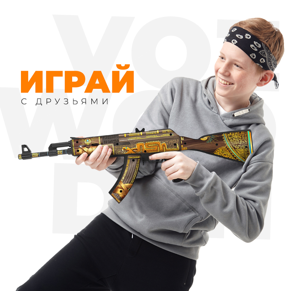 Игрушечный автомат VozWooden АК-47 Охотник за Сокровищами Стандофф 2 резинкострел деревянный АКР - фото 6