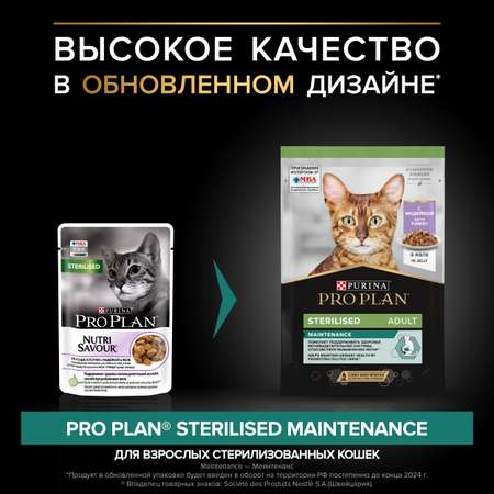 Корм влажный для кошек PRO PLAN Nutri Savour 85г с индейкой в желе при стерилизации и кастрации пауч