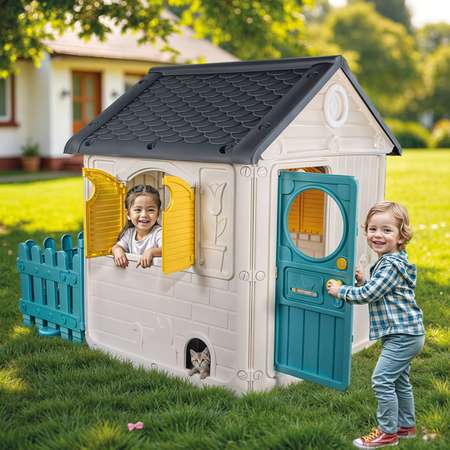 Домик игровой Dolu My 1st House с забором, бирюзовый