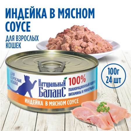 Корм для кошек Натуральный Баланс с индейкой, 100 г х 24шт