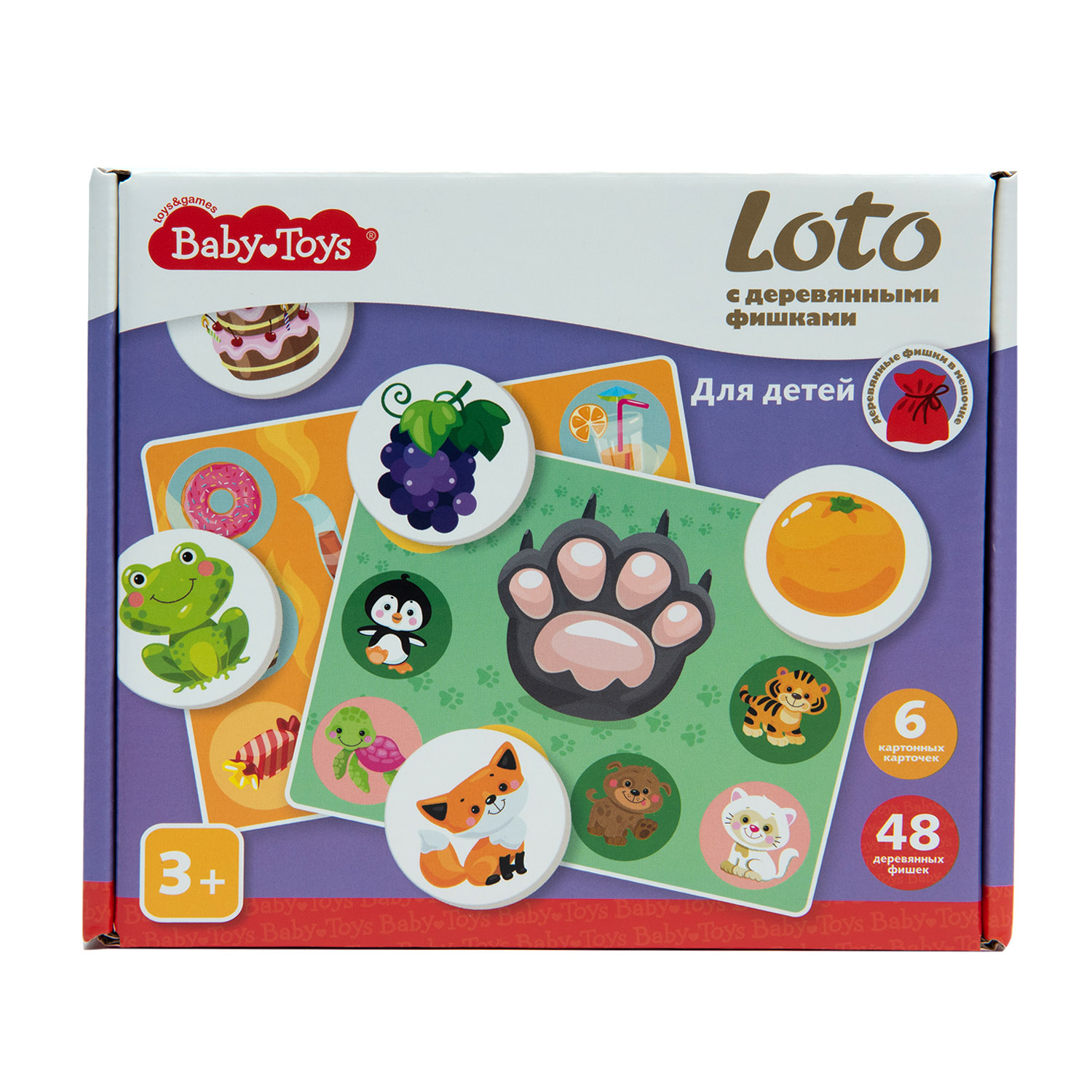 Лото Baby Toys Для детей деревянные фишки 04926