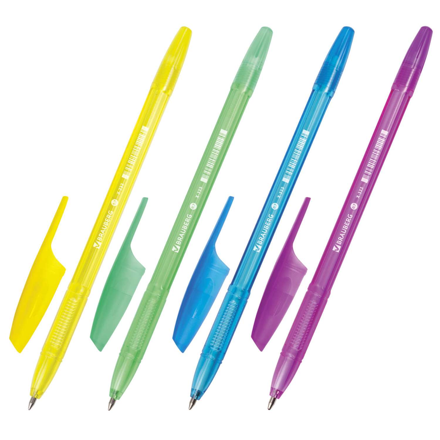 Ручки шариковые Brauberg X-333 Neon Комплект 50 штук Синяя корпус ассорти линия 0.35 мм - фото 2