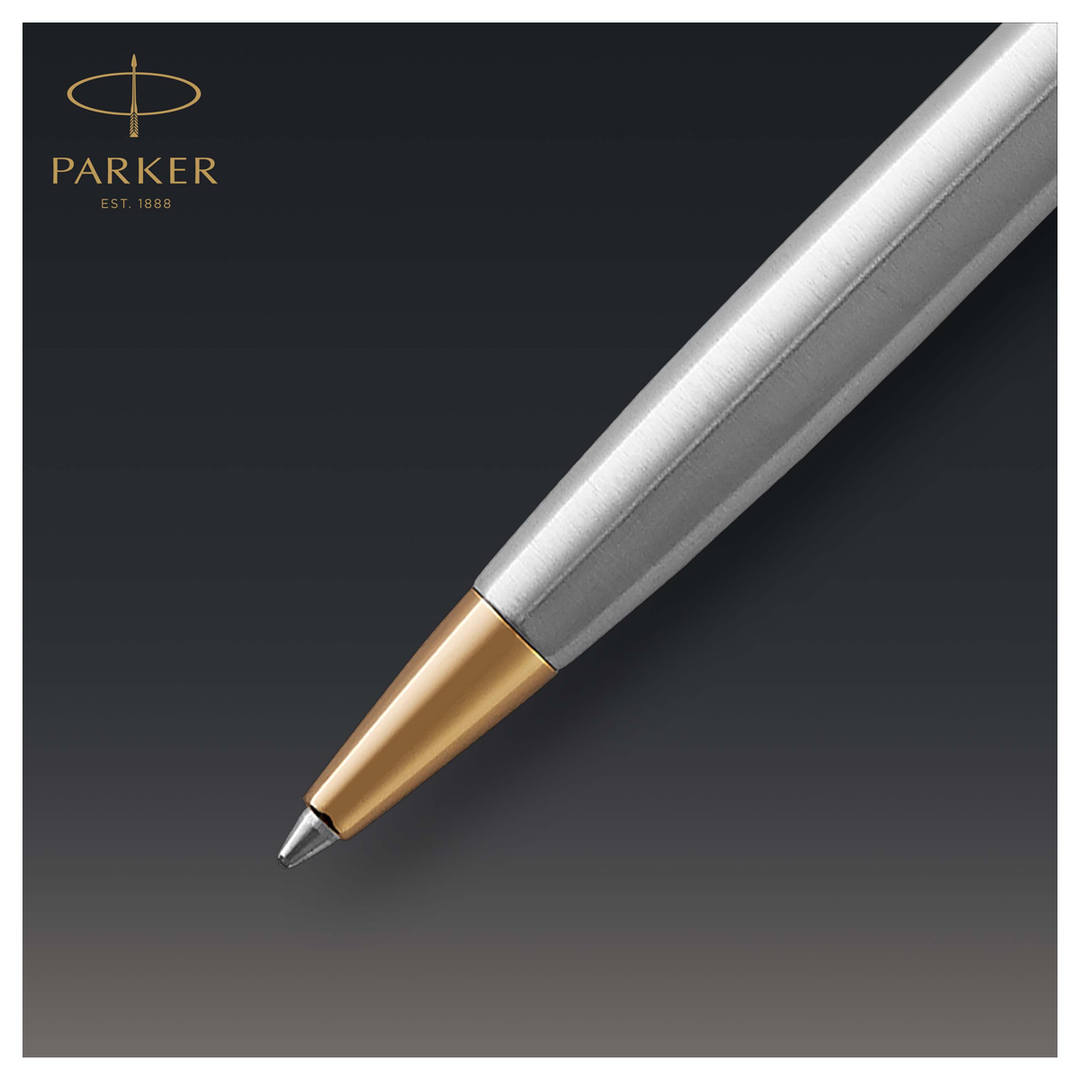 Ручка шариковая PARKER Sonnet Stainless Steel GT черная поворот подарочная упаковка - фото 2