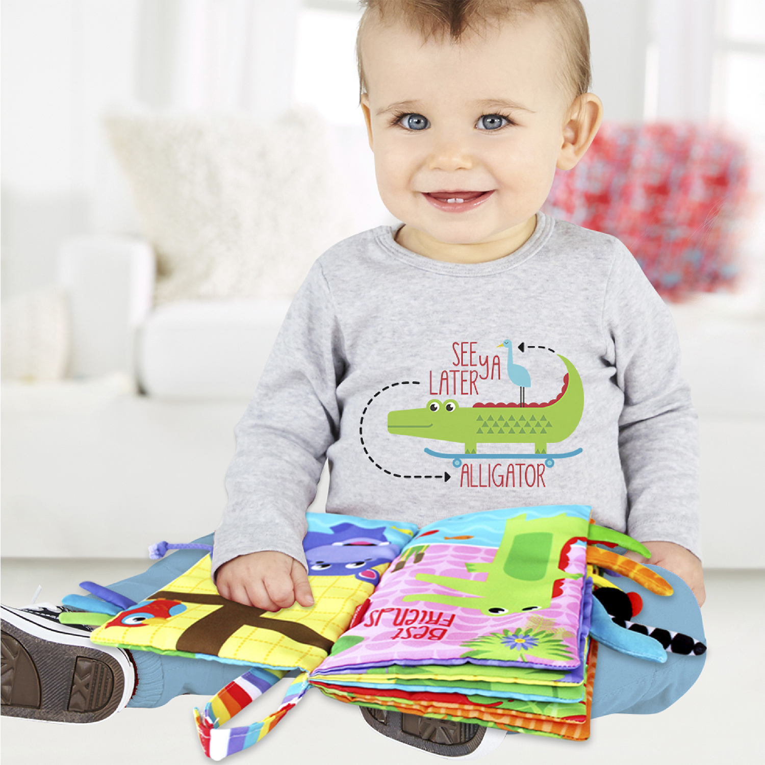 Книжка-игрушка FISHER PRICE тактильная с шуршалкой Животные - фото 4