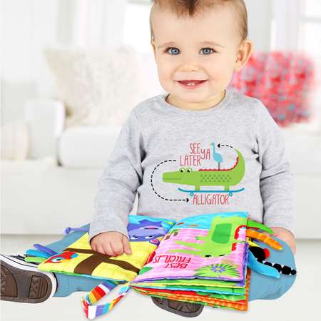 Книжка-игрушка Fisher Price тактильная с шуршалкой Животные