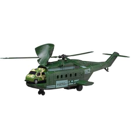 Игровой набор Junfa Вертолет военный грузовой с 4 машинками