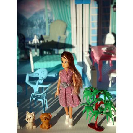 Кукольный домик Эльзы и Анны SHARKTOYS с куклой двумя собачками и мебелью