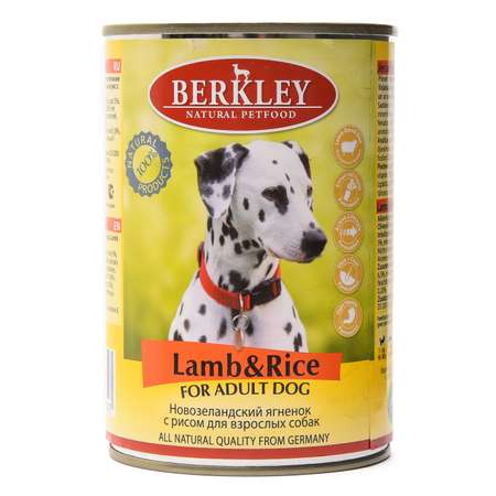 Корм для собак Berkley 400г ягненок с рисом консервированный