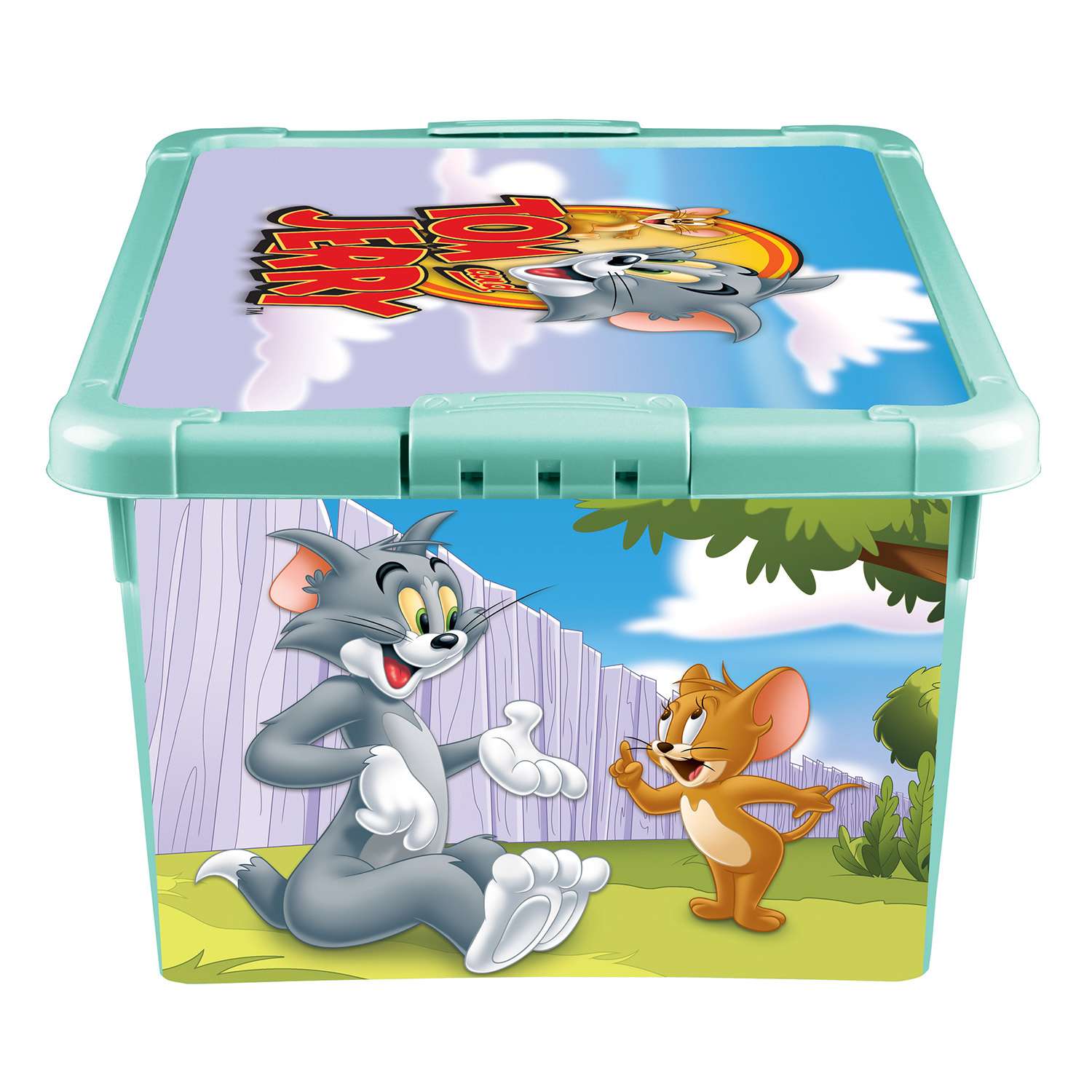 Ящик Пластишка Tom and Jerry универсальный с аппликацией Бирюзовый - фото 4