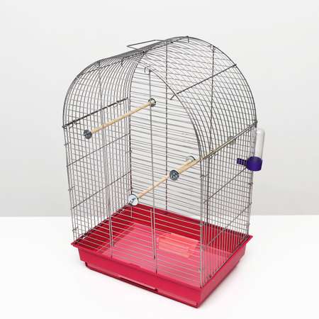 Клетка для птиц Пижон хром укомплектованная 41х30х65 см рубиновая
