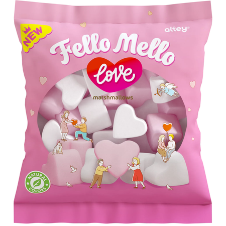 Маршмеллоу FELLO MELLO жевательный зефир LOVE сердечки 85г