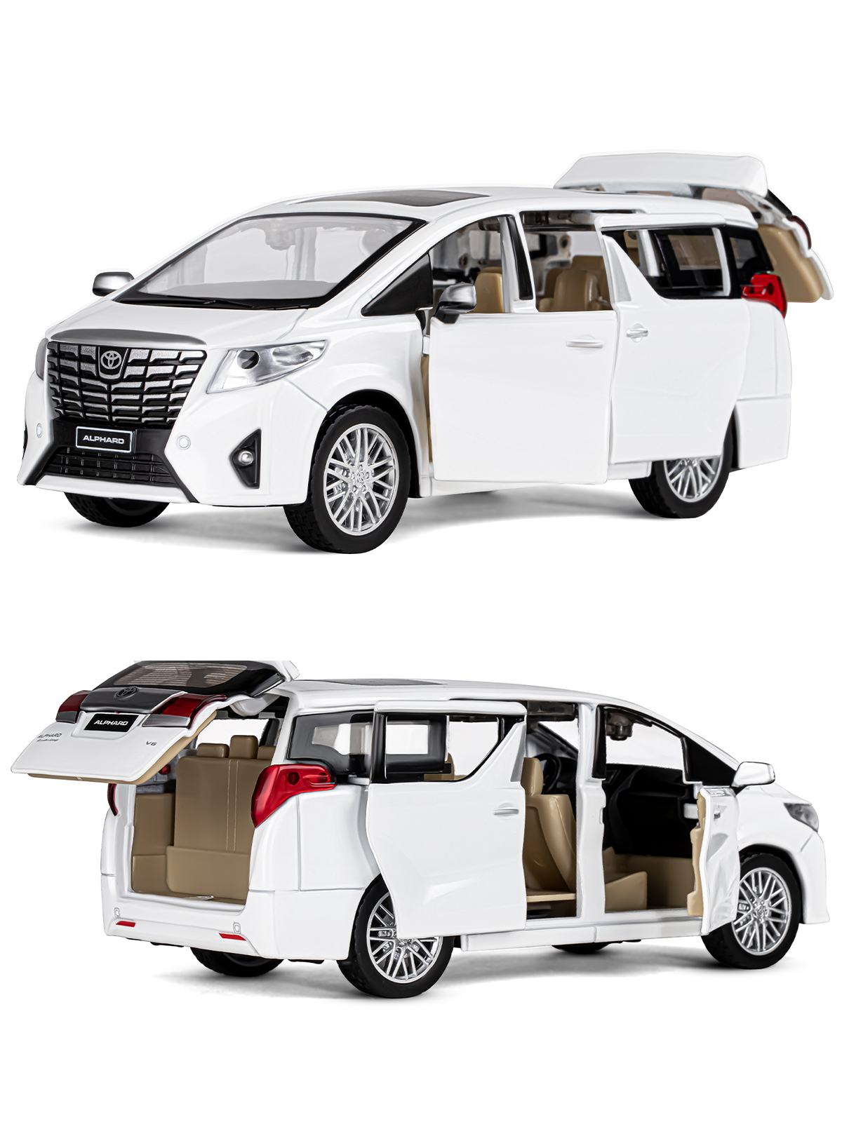 Автомобиль АВТОпанорама Toyota Alphard 1:29 белый JB1251333 - фото 7