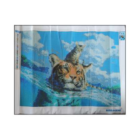 Алмазная мозаика Seichi Тигр и кот 40х50 см