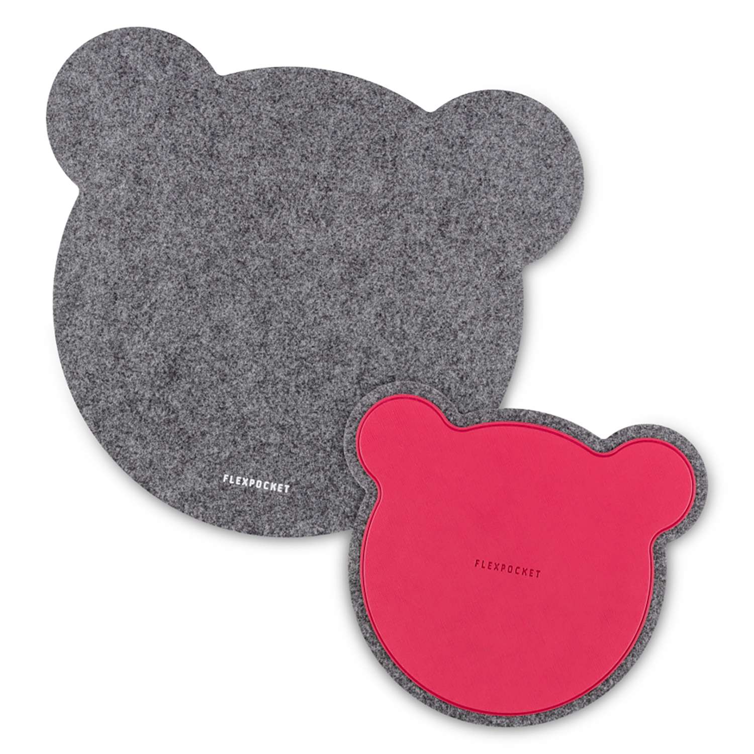 Настольный коврик Flexpocket для мыши в виде медведя с подставкой под кружку темно-серый - фото 1