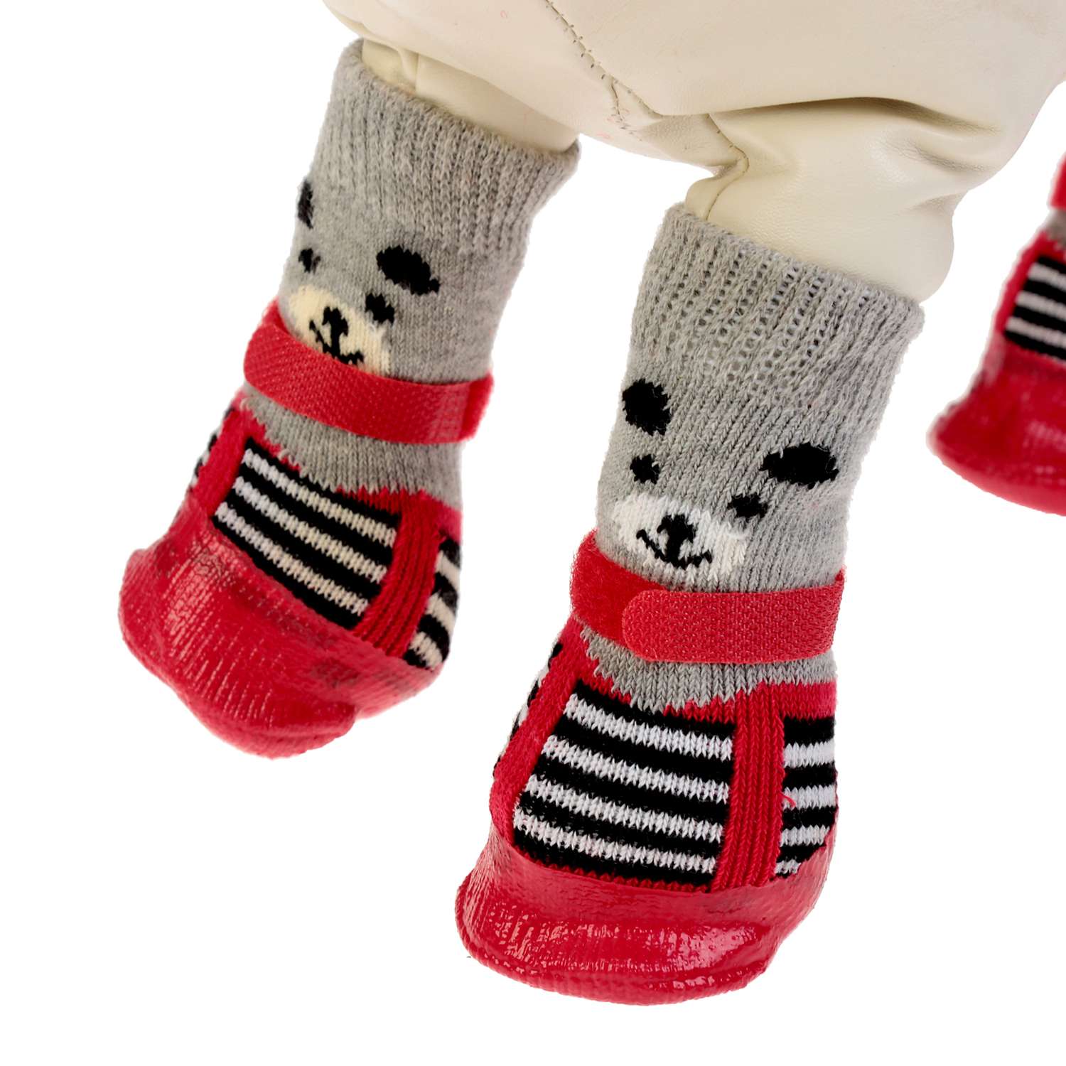Носки Пижон «Мишки» с прорезиненной подошвой размер M 4.5 х 6 см красные - фото 3
