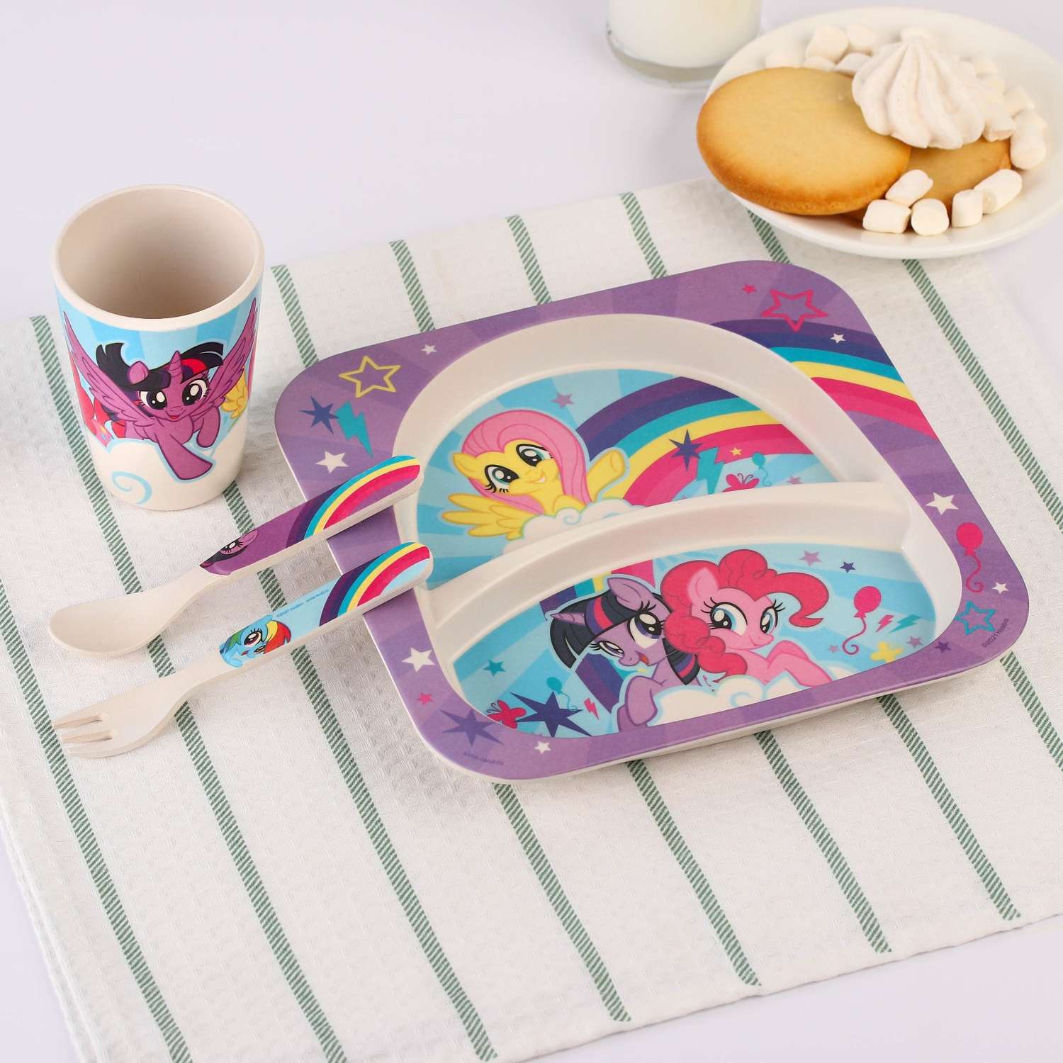 Набор детской посуды Hasbro бамбуковой 4 предмета фиолетовый My Little Pony в пакете - фото 1