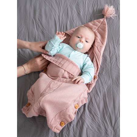 Конверт для новорожденных Baby Nice вязаный розовый хлопок