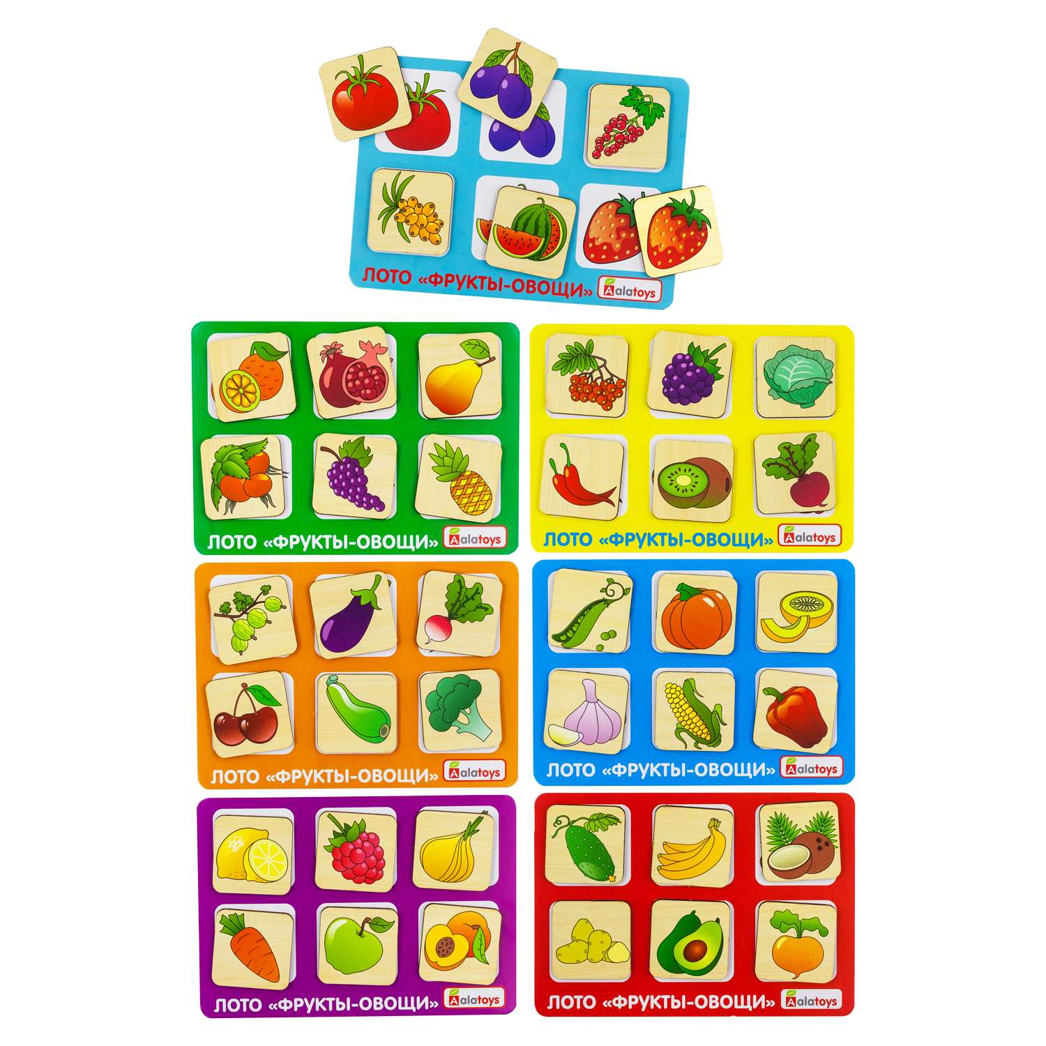 Лото детское деревянное Alatoys Настольные игры Овощи и фрукты - фото 7