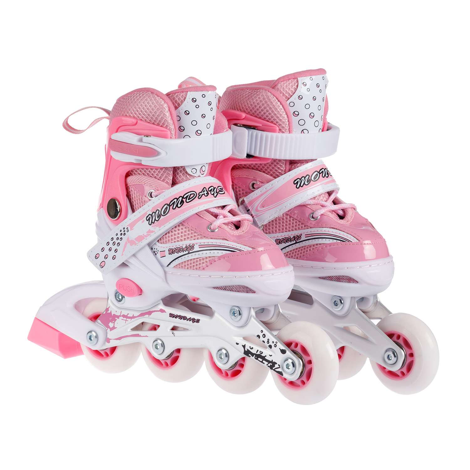 Роликовые коньки BABY STYLE раздвижный 27-30 S шлем и защита светящиеся колеса розовый - фото 3