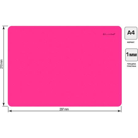Доска для лепки SILWERHOF Neon прямоугольная A4 розовая