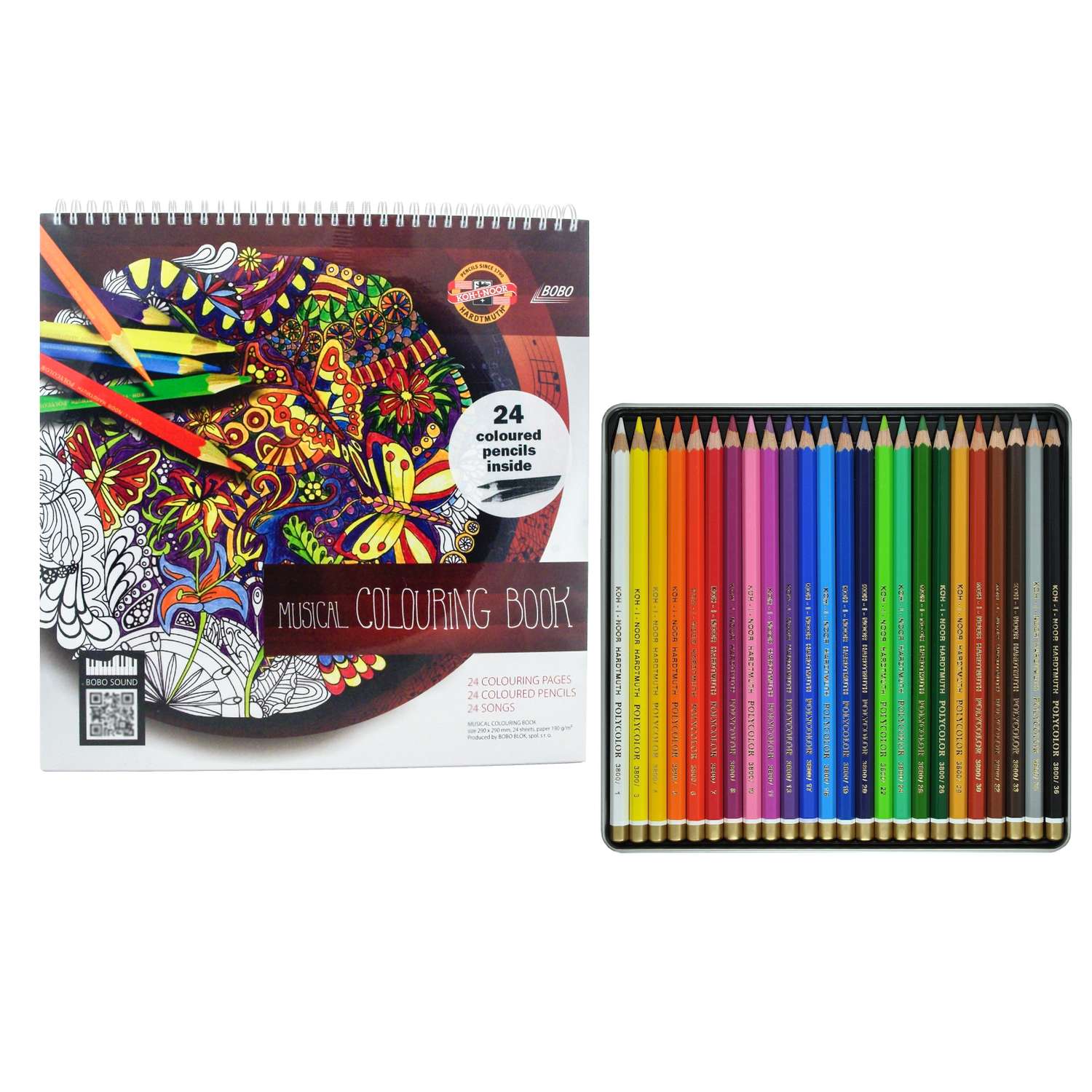 Блокнот Koh-I-Noor для раскрашивания 20л+карандаши цветные 24цвета 9958024004GB - фото 1