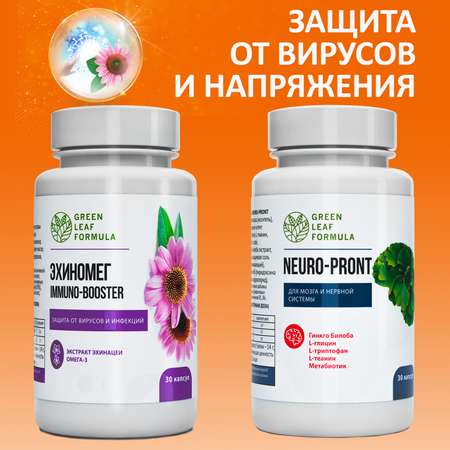 Витамины для иммунитета Green Leaf Formula для мозга для памяти триптофан эхинацея от простуды 60 капсул