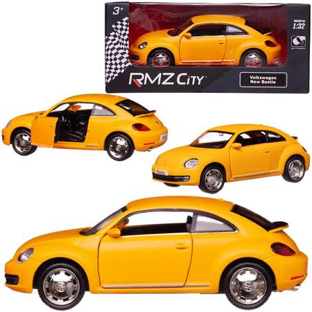 Машина металлическая Uni-Fortune Volkswagen New Beetle 2012 желтый матовый цвет двери открываются