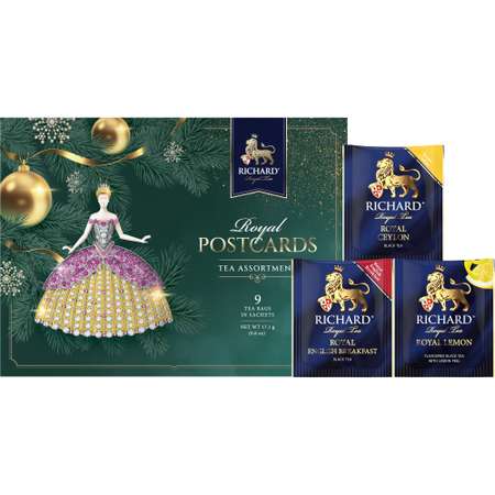 Чайное ассорти Richard Royal Postcards tea assortment к новому году балерина 9 пакетиков