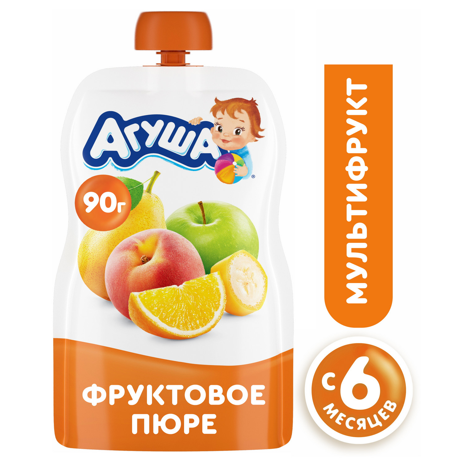 Пюре Агуша мультифрукт 90г с 6месяцев