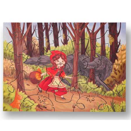 Детский деревянный пазл Hobby Day с загадкой Красная шапочка