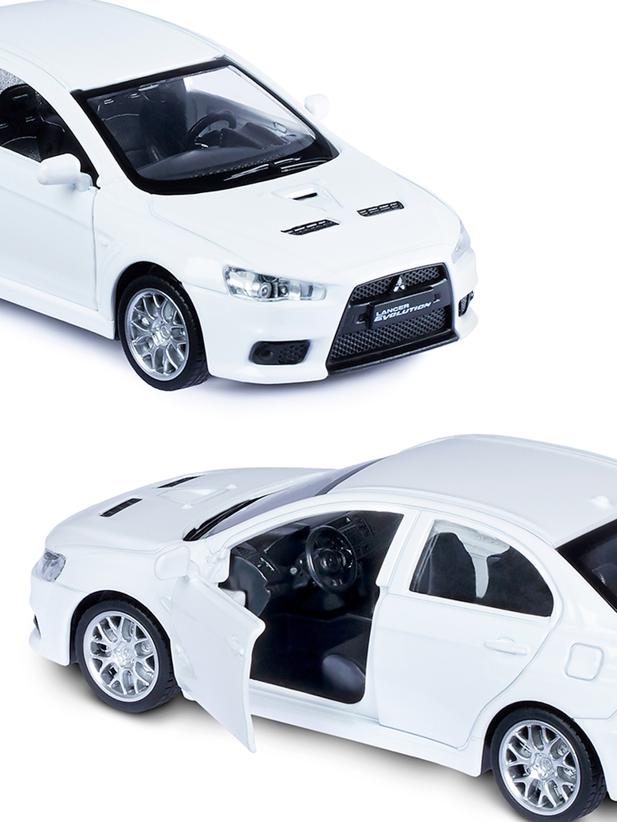 Автомобиль АВТОпанорама Mitsubishi Lancer Evolution 1:41 белый JB1251259 - фото 7