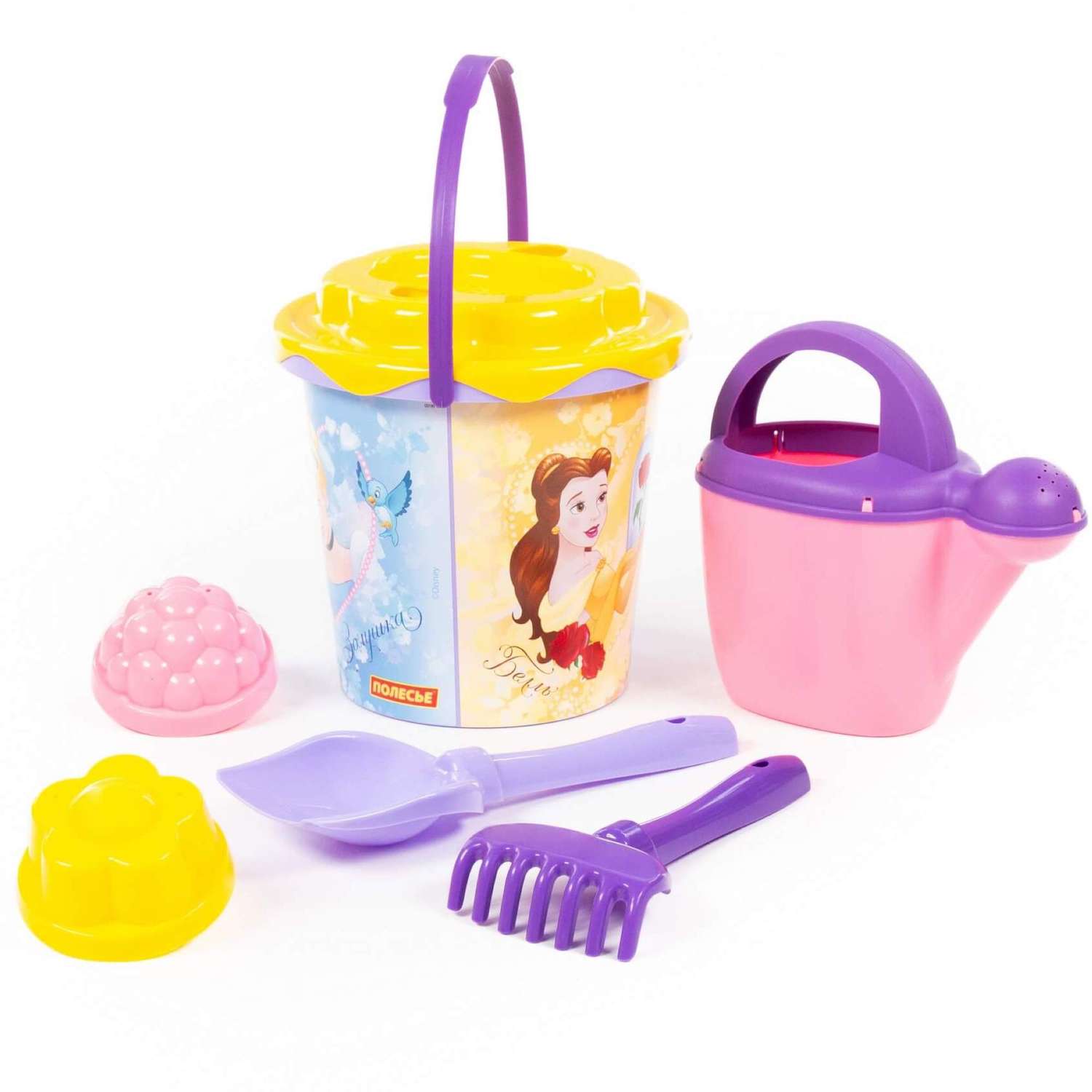 Набор для песочницы Полесье с ведерком и лейкой Принцессы Disney 4 предмета фиолетовый - фото 4