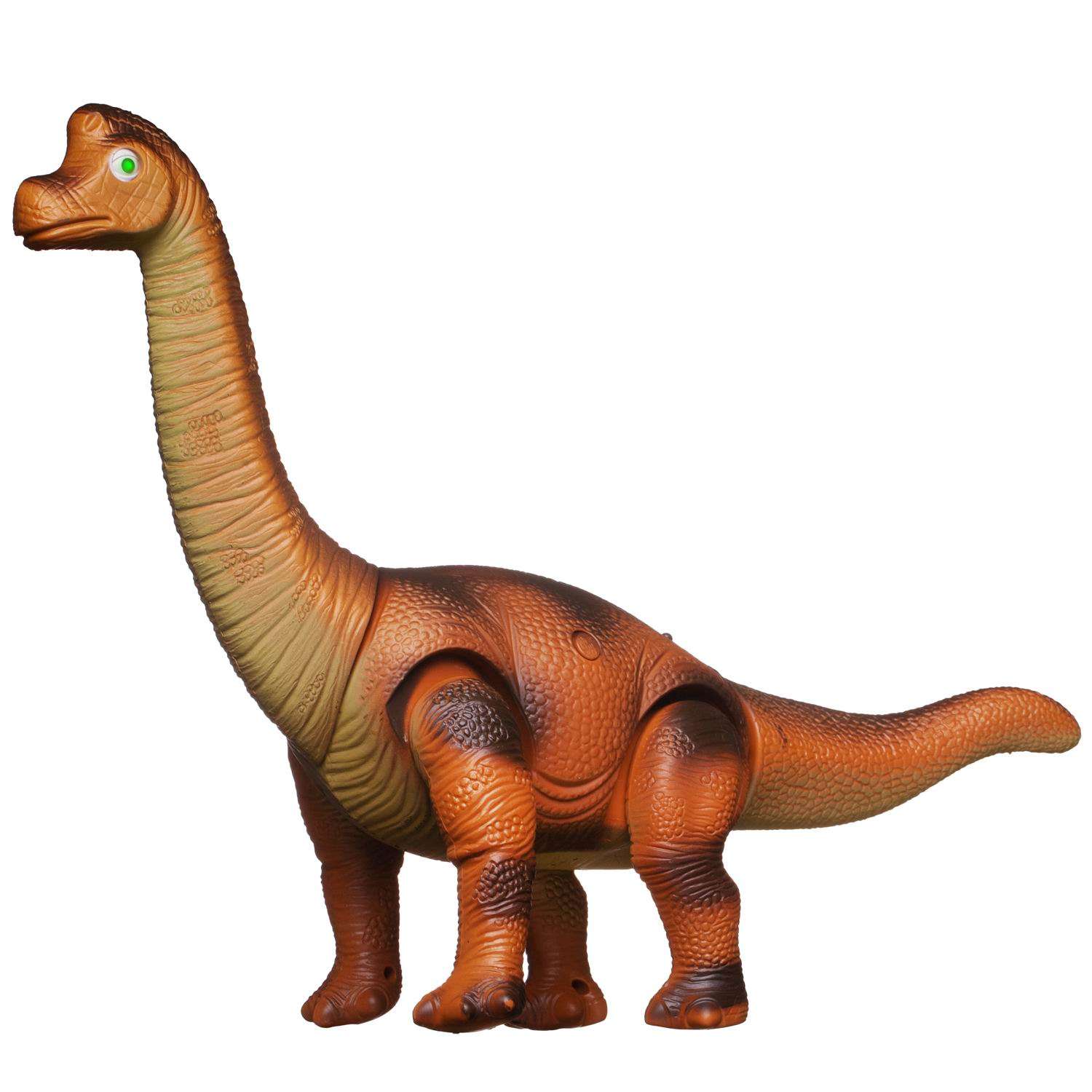 Динозавр на радиоуправлении Junfa Бронтозавр коричневый свет звук движение - фото 2