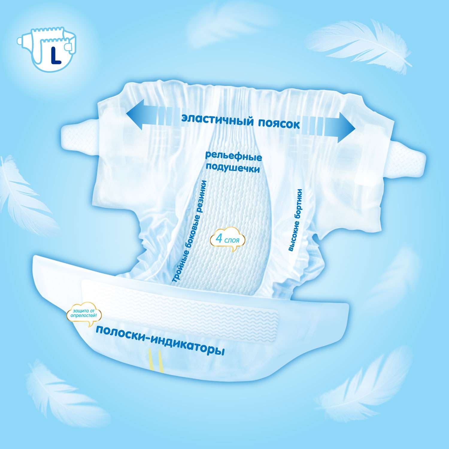 Подгузники MANU Premium L (9-14 кг) 70 шт. - фото 3