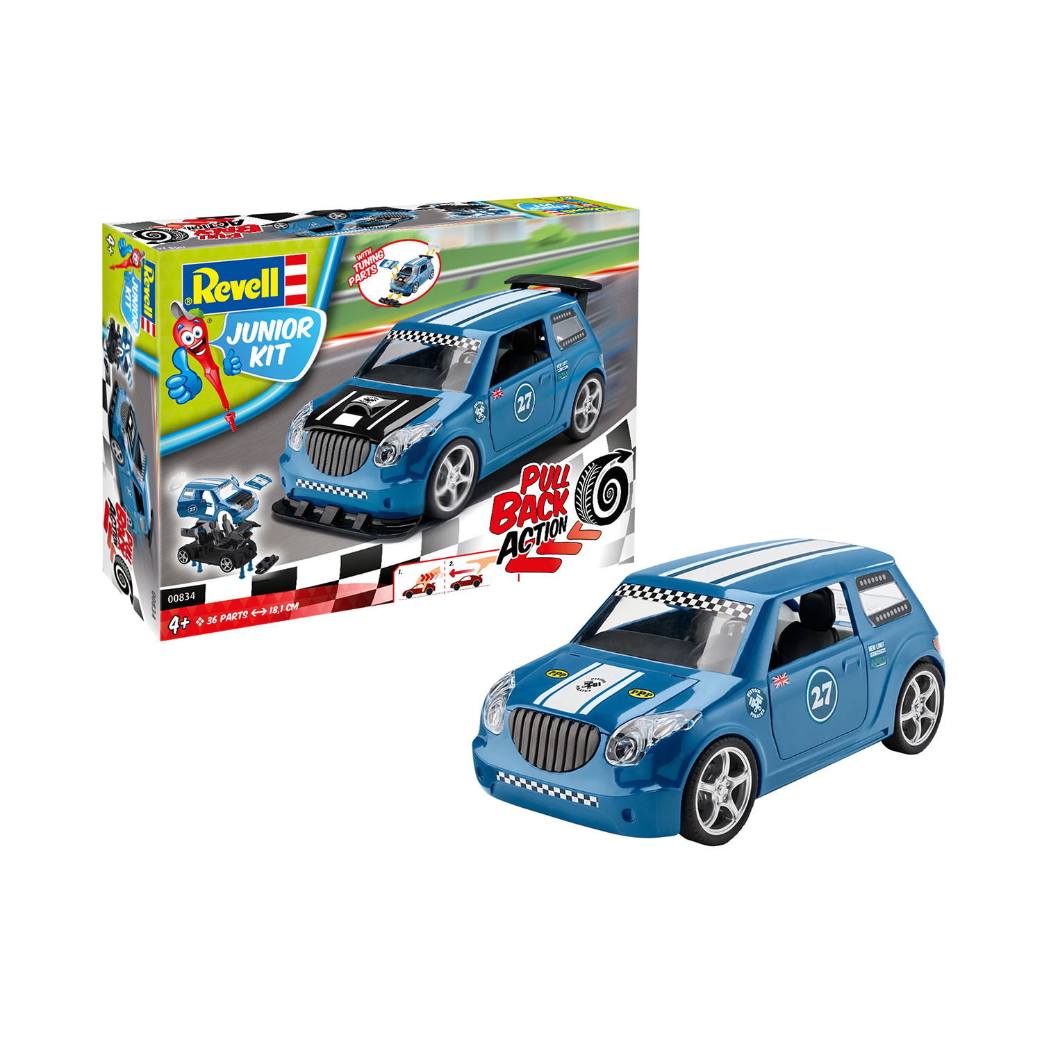 Сборная модель Revell Раллийный автомобиль Junior kit Pull Back Rallye Car синий 00834 - фото 1