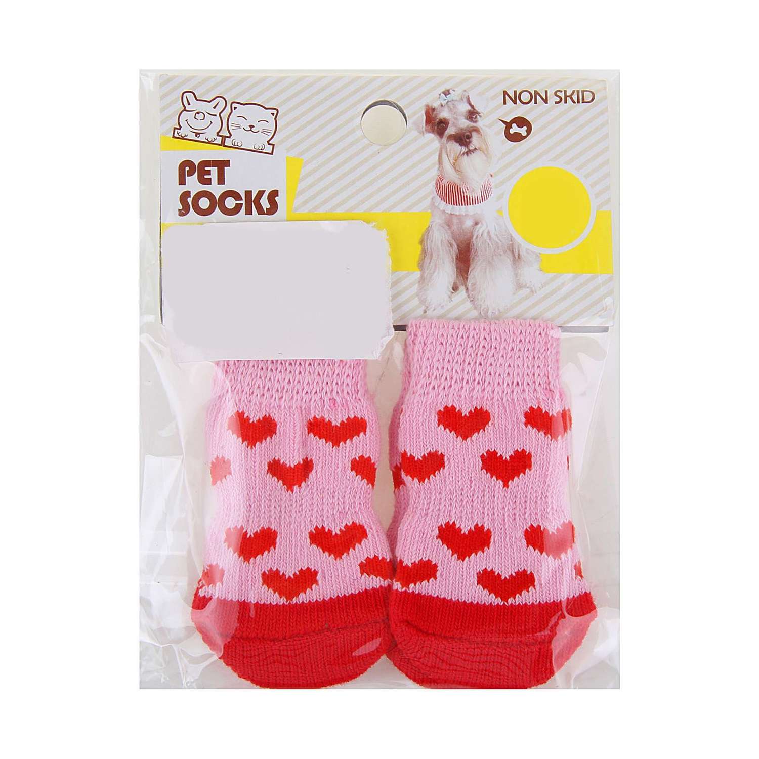 Носки для животных Пижон нескользящие «Сердечки» размер S 4 шт. розовые - фото 2