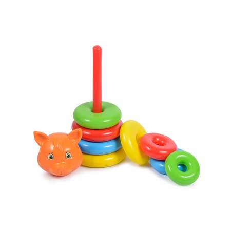 Пирамидка детская развивающая Green Plast Животные Лиса обучающая игрушка