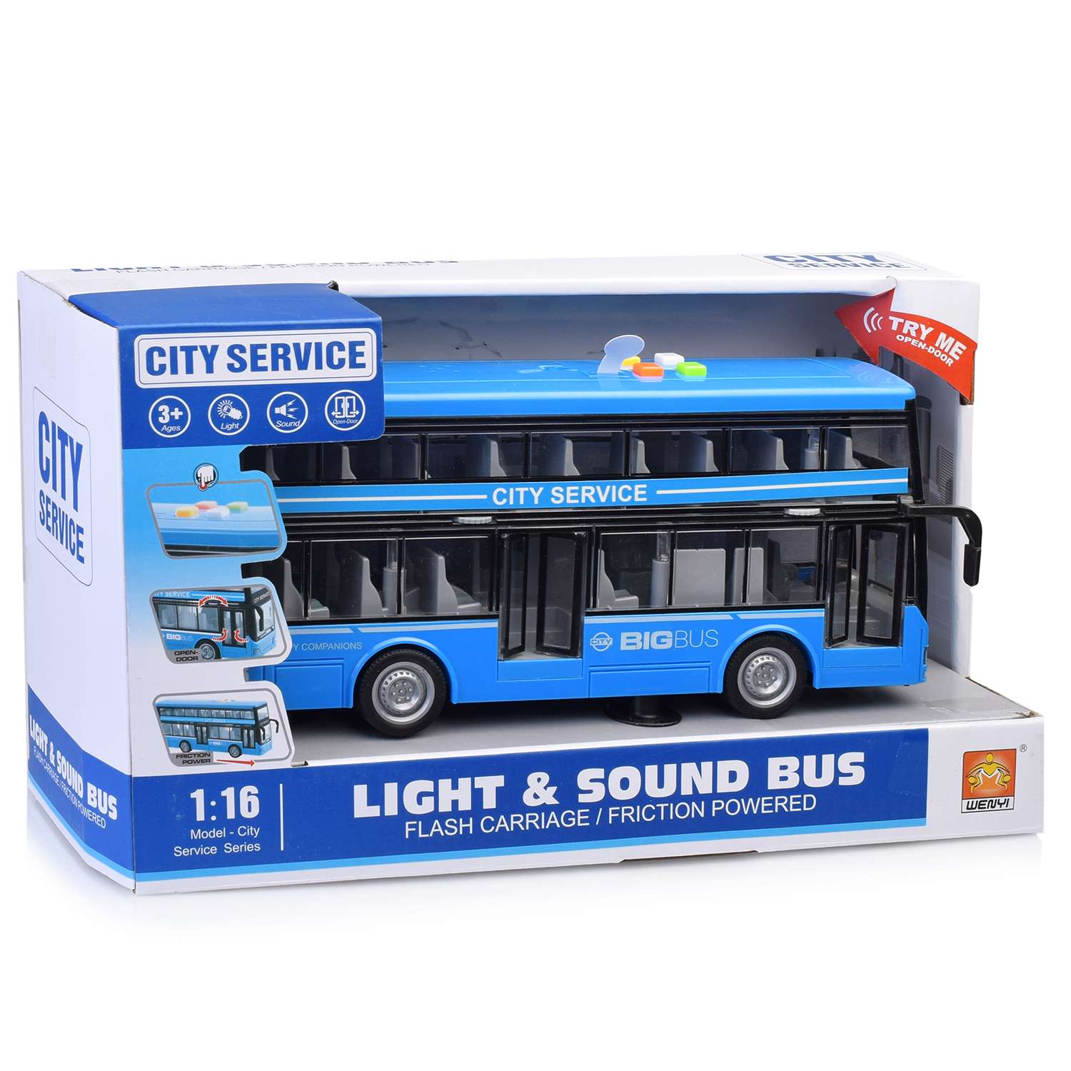 Автобус WENYI двухэтажный инерционный со звуковыми и световыми эффектами WY912B - фото 3