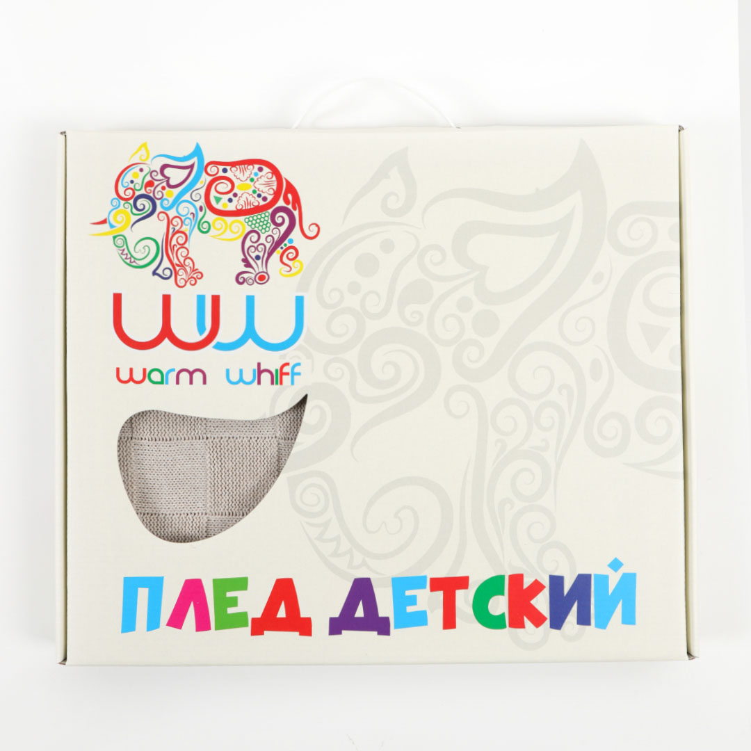 Плед покрывало вязаное 90x110 WARM WHIFF D-08 Светло-бежевый хлопок 100% конверт на выписку одеяло в коляску в кроватку на лето - фото 7