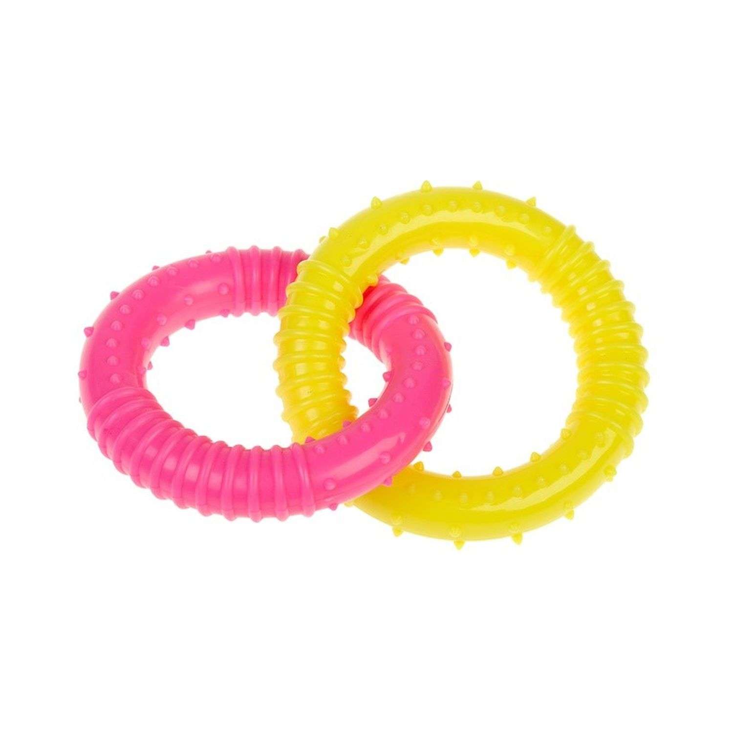 Игрушка для собак Uniglodis Кольца с шипами розовый/желтый - фото 2
