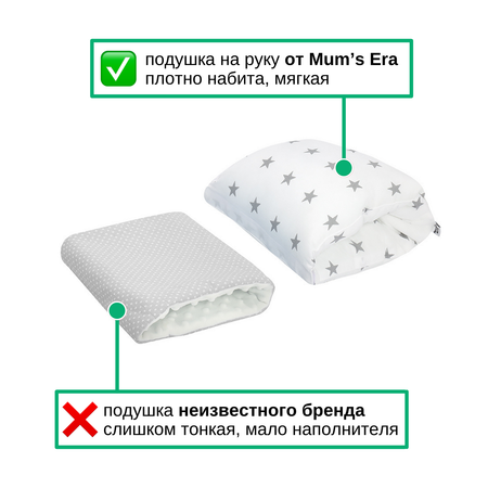 Подушка для новорожденных Mums Era на руку для кормления и укачивания звезды на белом