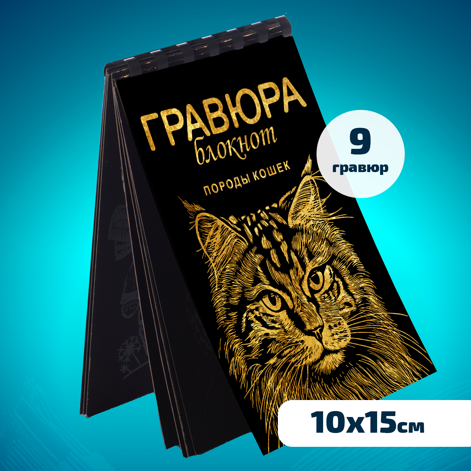 Набор для творчества LORI(колорит) Гравюра блокнот из 9 листов Породы кошек 10х15 см - фото 1