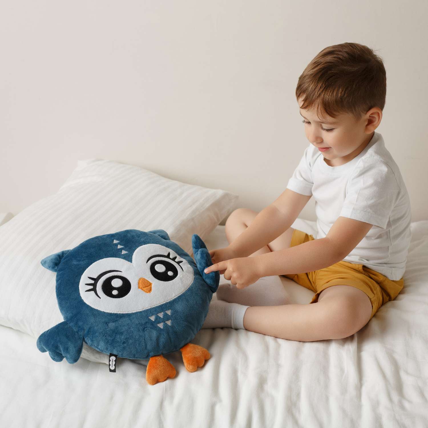 Игрушка-подушка мягкая Мякиши большая Сова Акула подарок детям для сна - фото 5